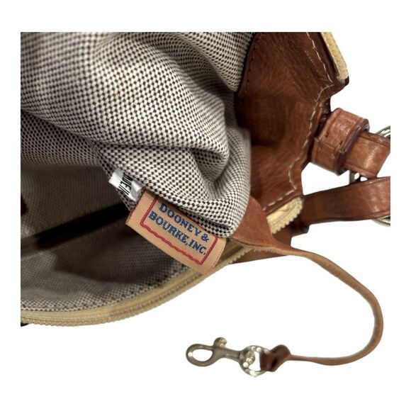 Dooney and Bourke Cream and Tan Signature Satchel Shoulder Bag - Picture 5 of 13
